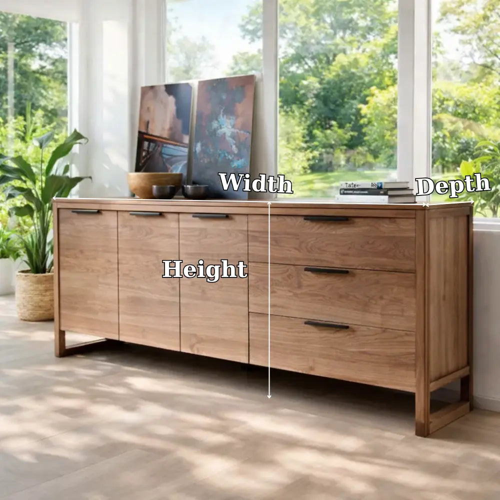 Solid Wood Modern Console Table with Drawers and Cabinet Storage Kitchnce