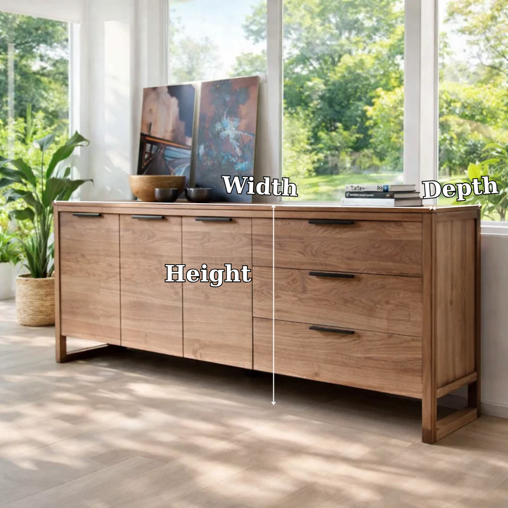 Large Sideboard Cabinet with Drawers and Door Storage