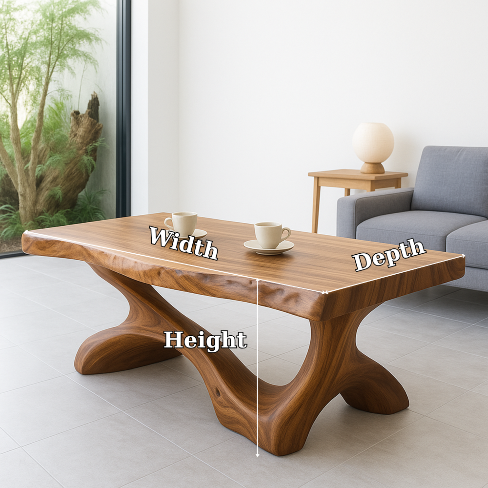 Handcrafted Solid Wood Coffee Table – Sculptural Live-Edge Design for Modern Living Rooms Kitchnce