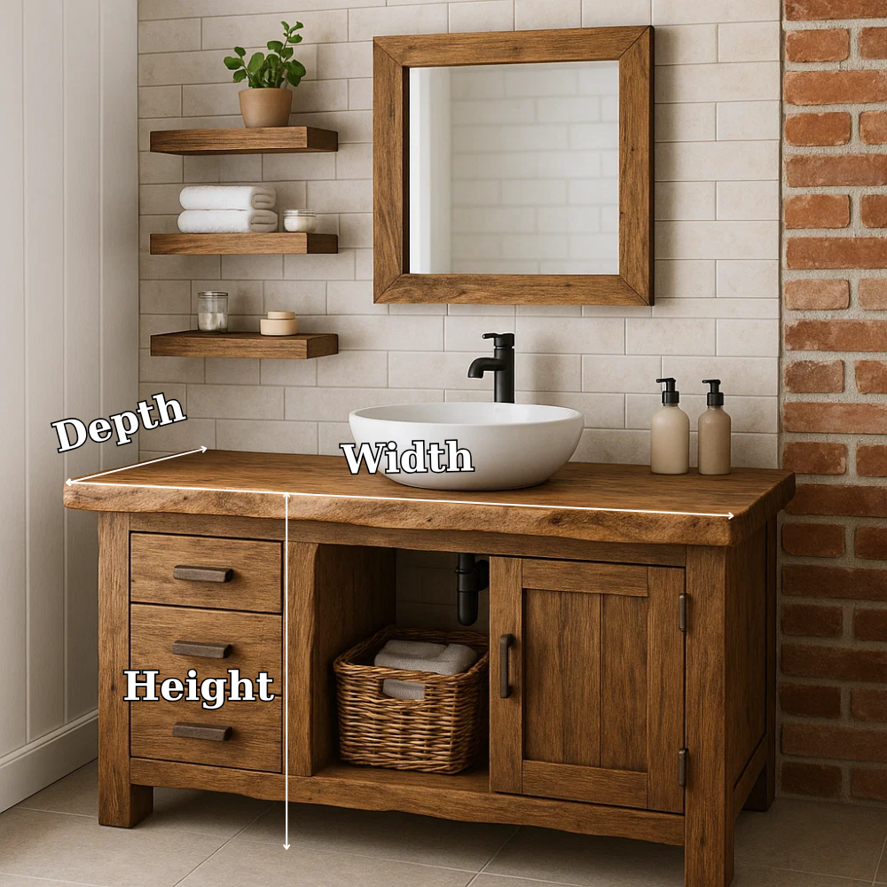 Rustic Solid Wood Bathroom Vanity with Drawers and Cabinet Farmhouse Bathroom Vanity
