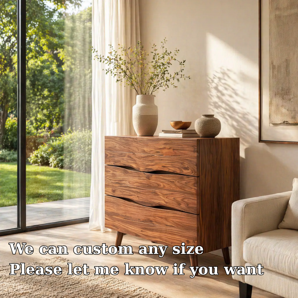 Live Edge Solid Wood Console Sideboard – Rustic Modern Walnut Storage Cabinet