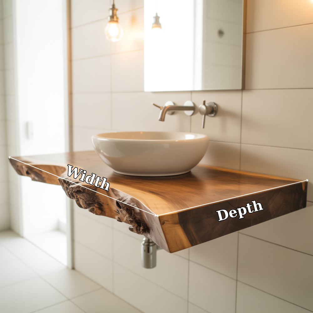 Live Edge Floating Bathroom Vanity Solid Wood Wall Mounted Vanity Top