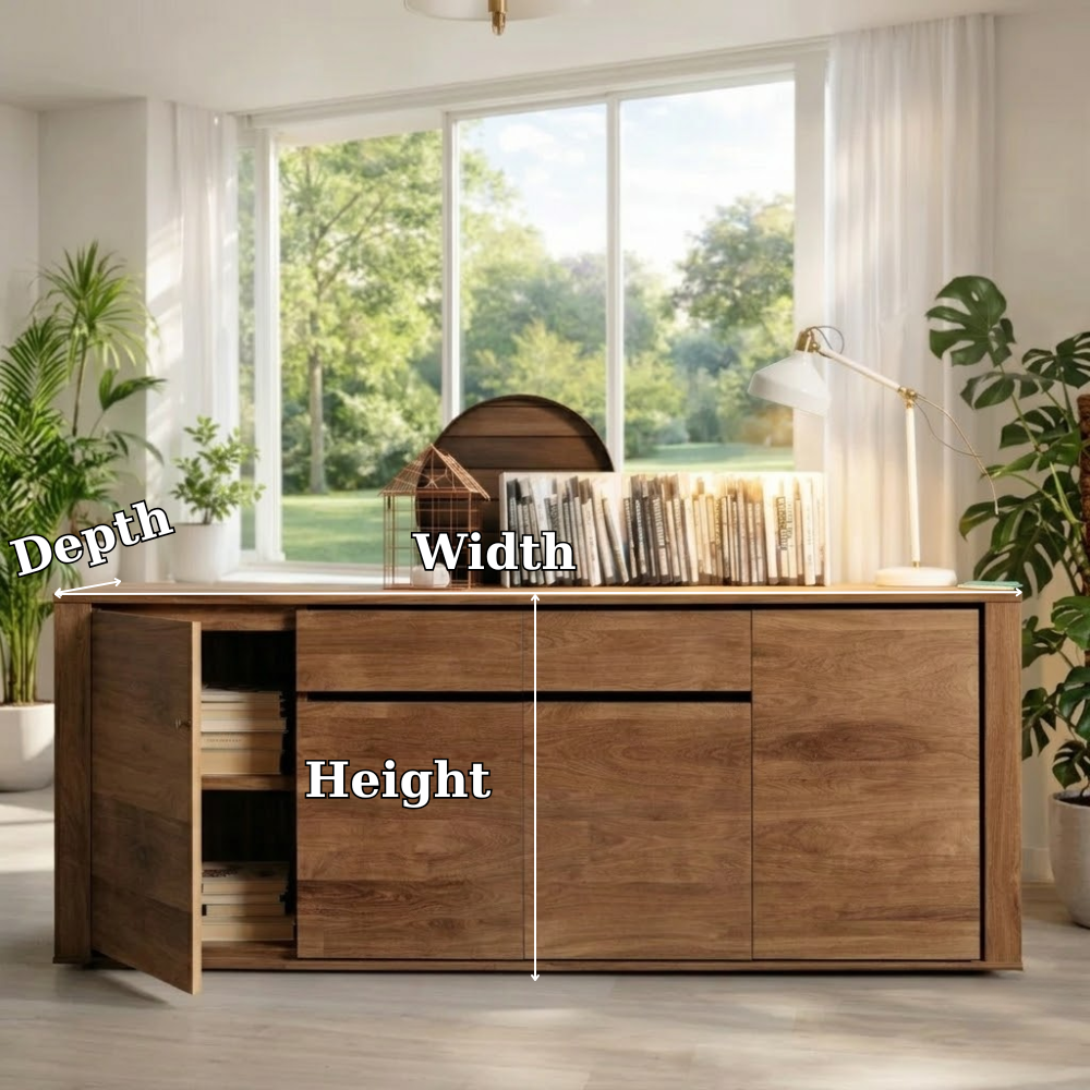 Large Sideboard Cabinet with Doors and Hidden Storage