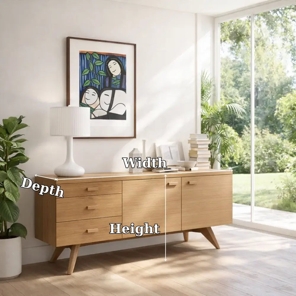 Solid Wood Modern Console Table Mid Century Sideboard with Storage Kitchnce