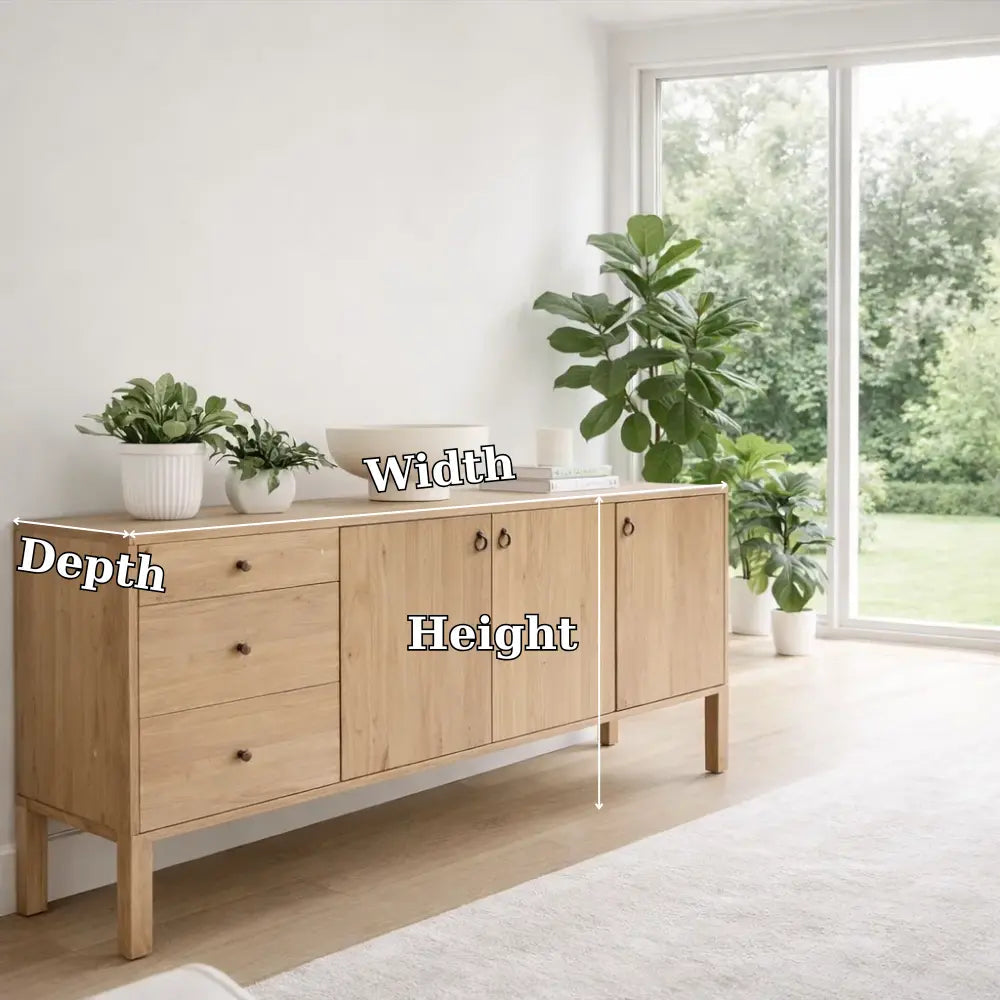 Modern Console Table with Drawers & 3 Door Storage Cabinet Kitchnce
