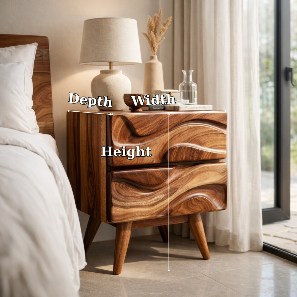 Solid Wood Nightstand with Open Shelf & Drawer – Minimalist Modern Bedside Table