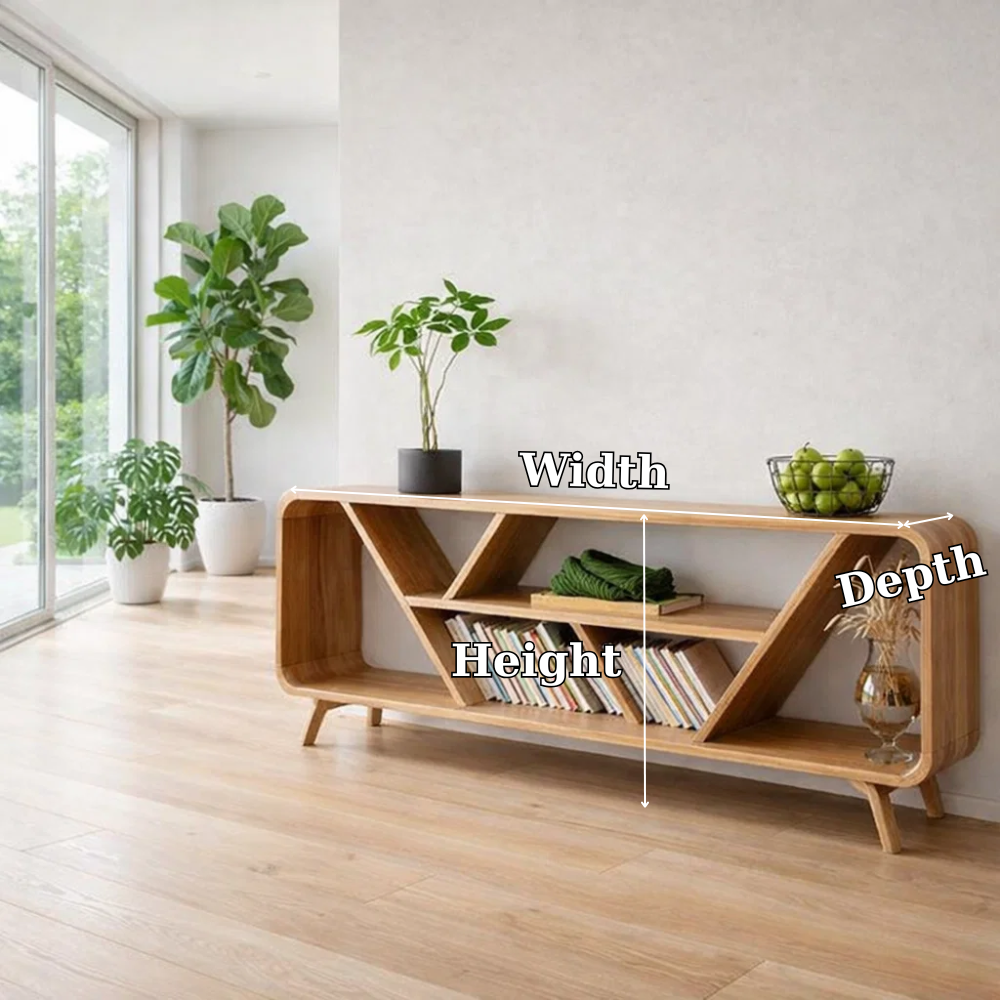 Open Shelf Sideboard Cabinet with Geometric Design – Modern Display Storage Console