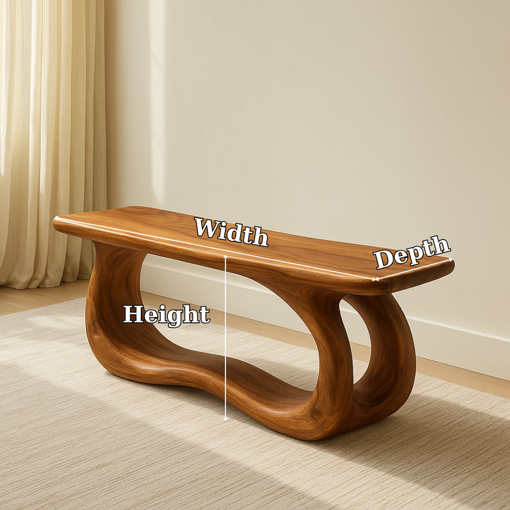 Handcrafted Solid Wood Bench – Modern Organic Flow Design for Contemporary Natural Interiors Kitchnce