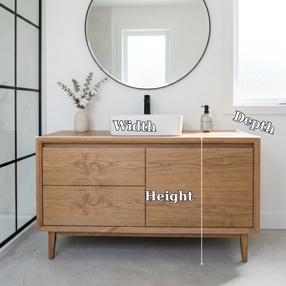 Solid Wood Bathroom Vanity with Drawers & Cabinet – Clean Minimal Design