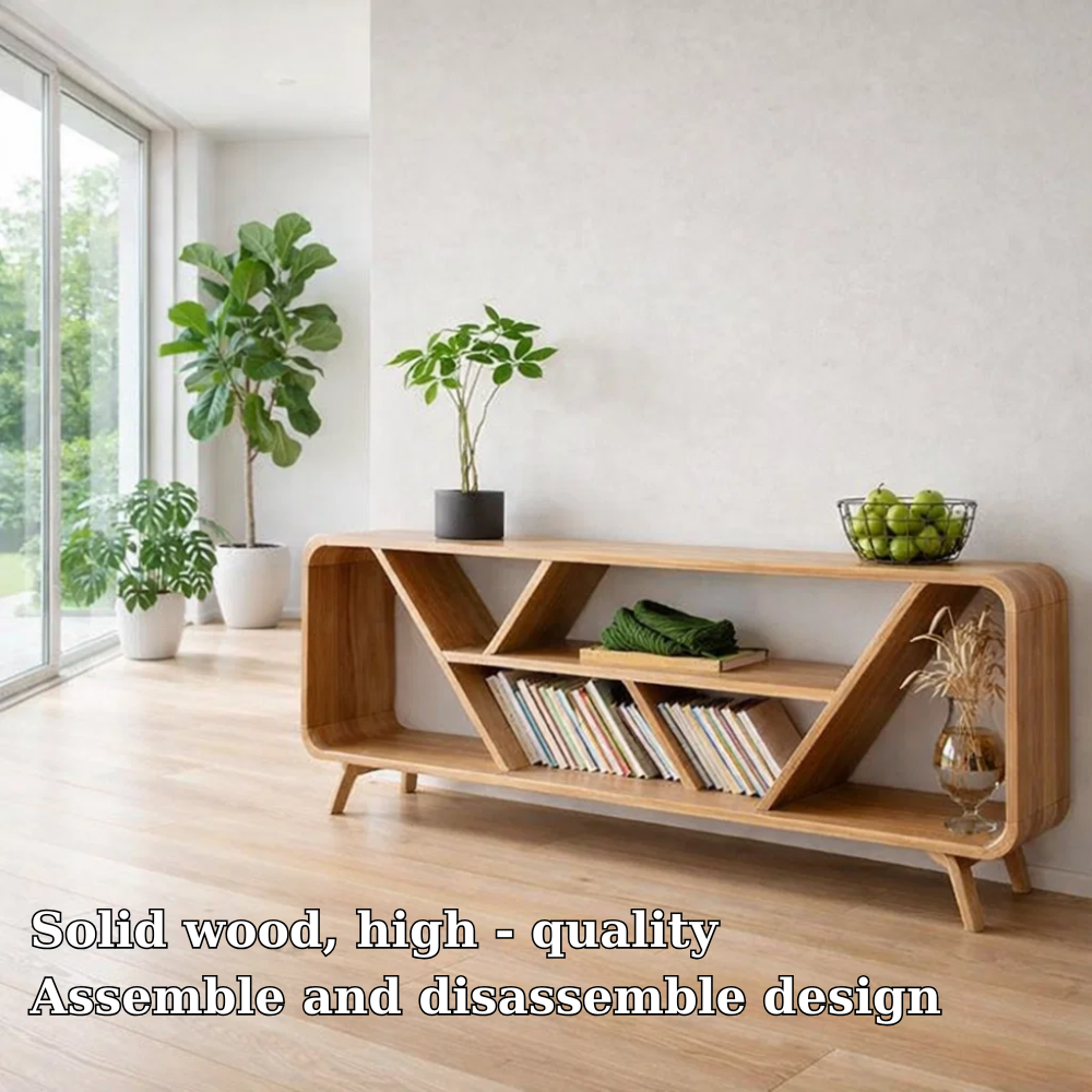 Open Shelf Sideboard Cabinet with Geometric Design – Modern Display Storage Console