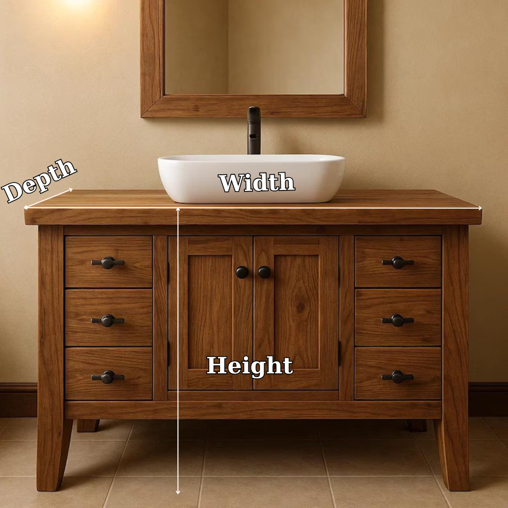 Handcrafted Solid Wood Bathroom Vanity – Classic Double Door Sink Cabinet Kitchnce