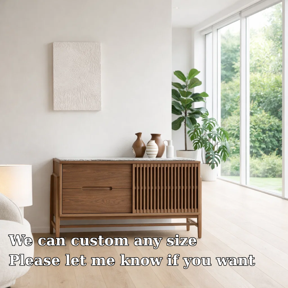 Modern Sideboard Cabinet with Slatted Door and Drawer – Minimal Storage Console