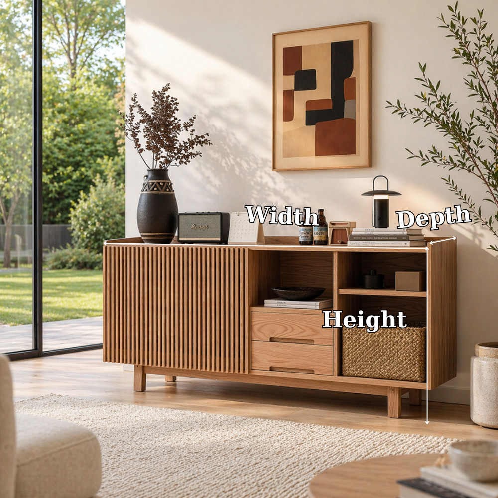 Solid Wood Console Sideboard – Modern Storage Cabinet for Living Room