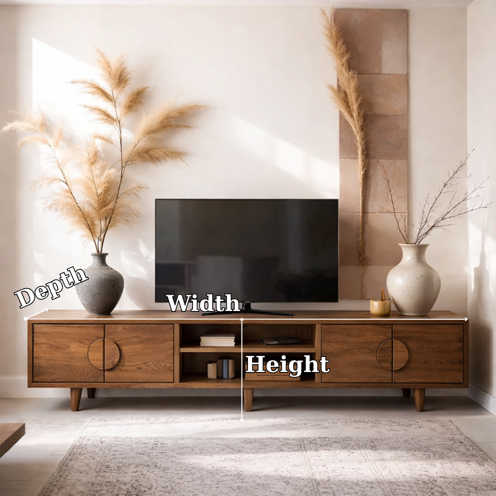 Solid Wood Media Console with Storage – Modern TV Stand Cabinet for Living Room