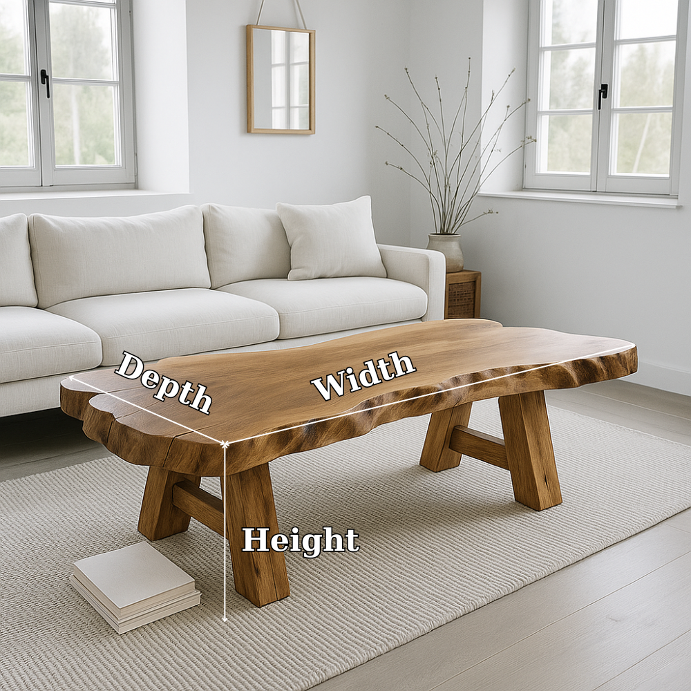 Handcrafted Solid Wood Coffee Table – Live Edge Natural Design for Modern Rustic Interiors Kitchnce