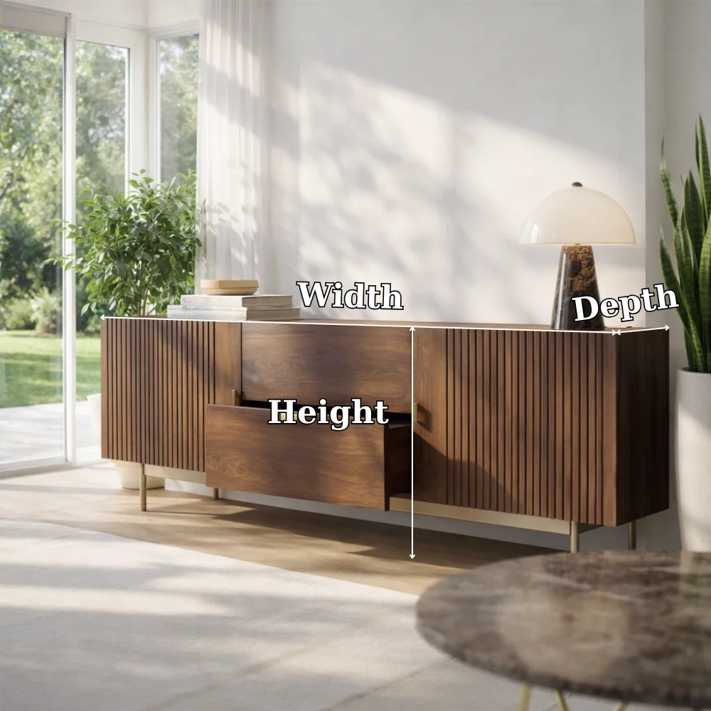 Modern Fluted Sideboard Cabinet with Drawer and Storage