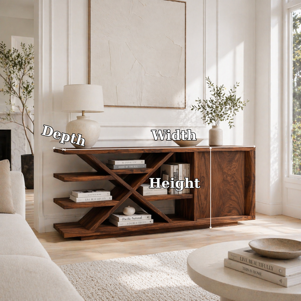 Modern Solid Wood Console Sideboard – Minimalist Walnut Storage Cabinet