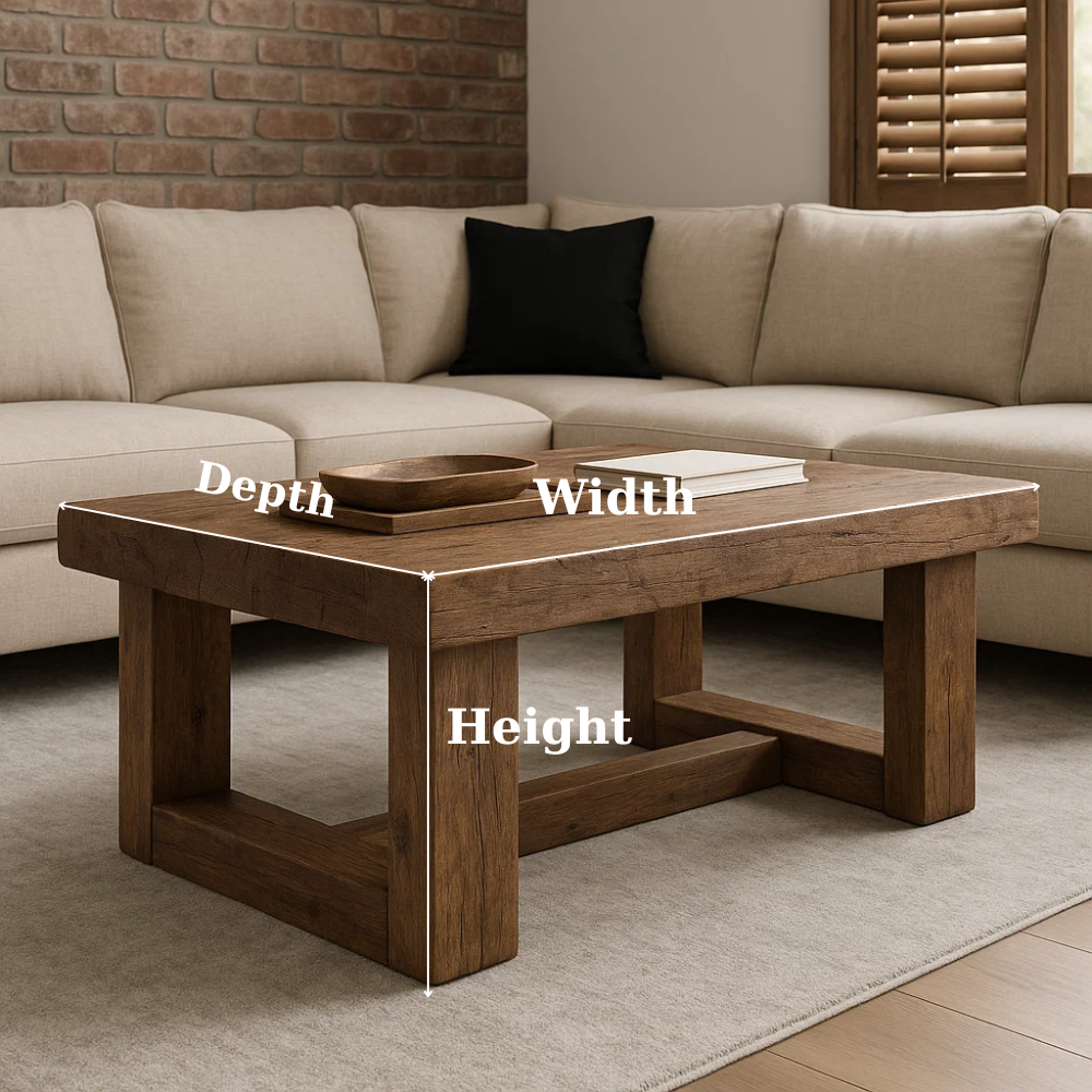 Handcrafted Solid Wood Coffee Table – Rustic Minimalist Design for Modern Living Spaces Kitchnce