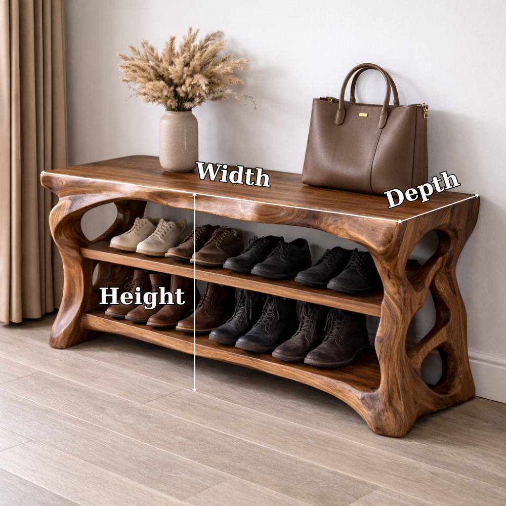 Solid Wood Entryway Bench with Shoe Storage Shelf – Rustic Natural Wood Shoe Rack Kitchnce