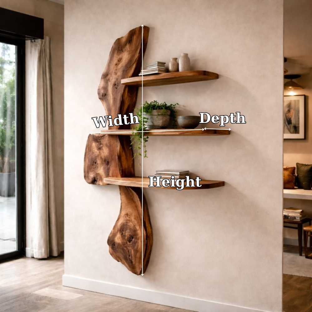 Handcrafted Solid Wood Organic Wave Shelf - Sculptural Floating Wall Art & Kitchen Display