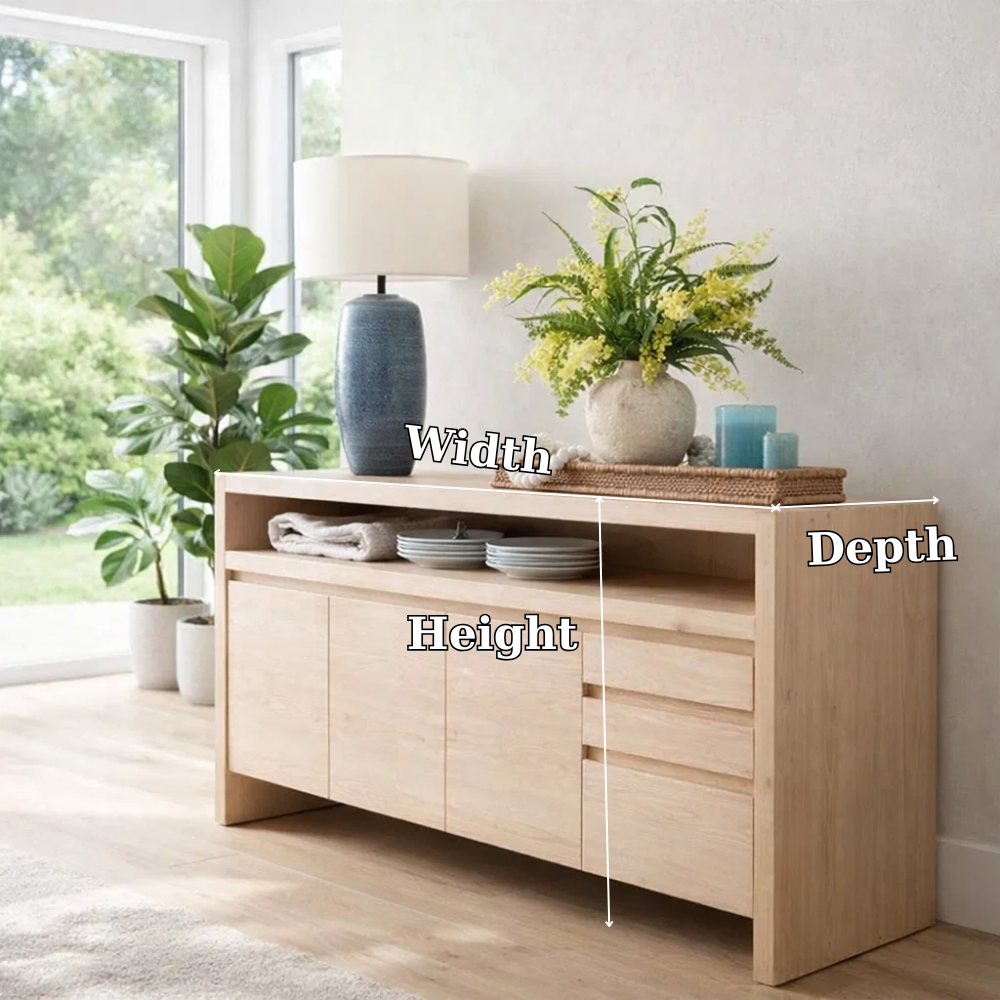 Minimalist Sideboard Cabinet with Open Shelf – Modern Buffet Storage Console