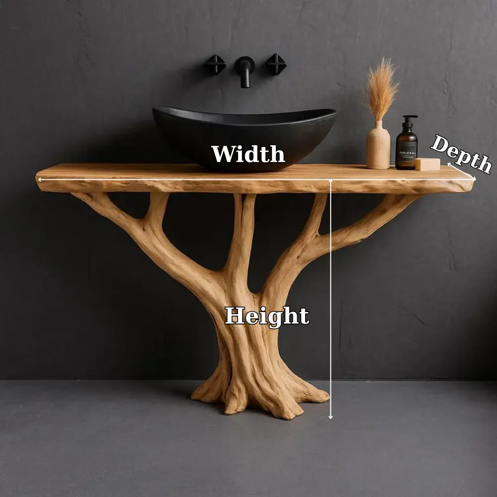 Handcrafted Solid Wood Bathroom Vanity with Tree Root Base – Natural Organic Modern Design Kitchnce