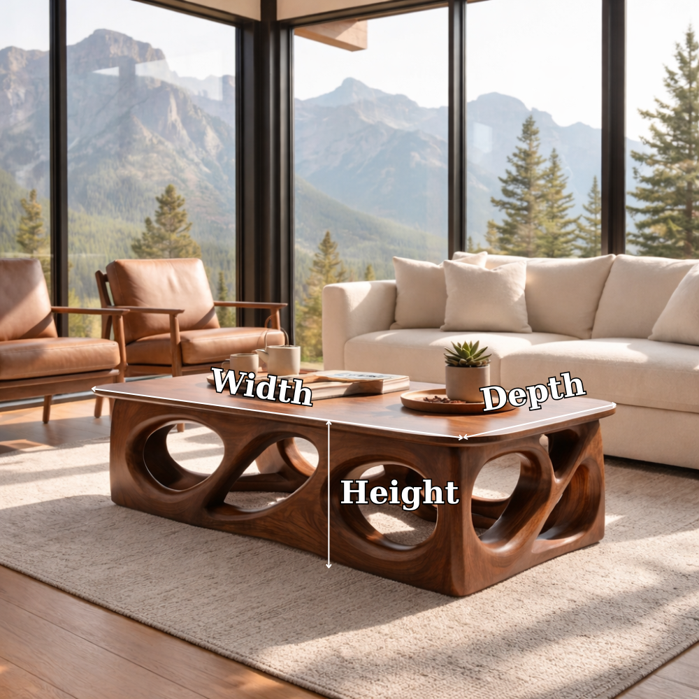 Handcrafted Solid Wood Coffee Table – Sculptural Modern Design