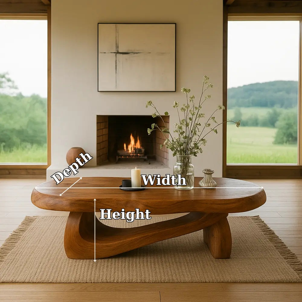 Handcrafted Solid Wood Coffee Table with Organic Sculptural Base – Modern Natural Design Kitchnce