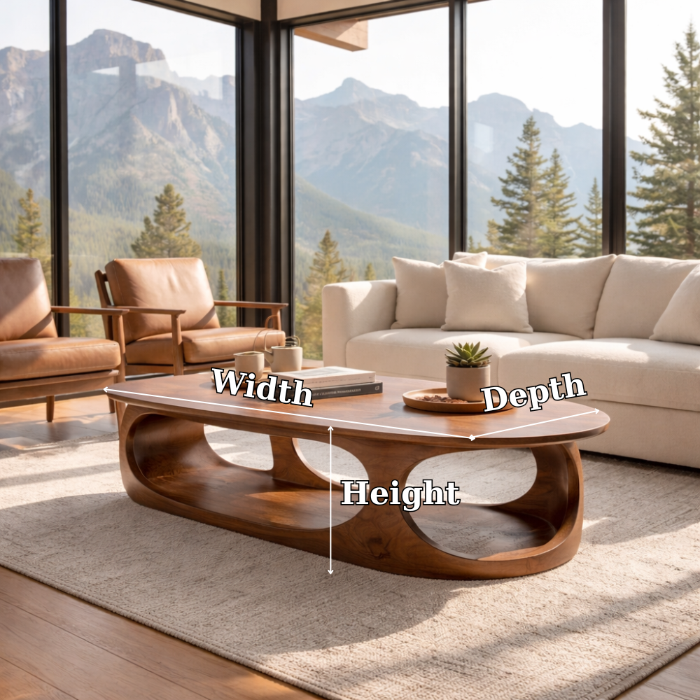 Solid Wood Sculptural Coffee Table – Modern Organic Design