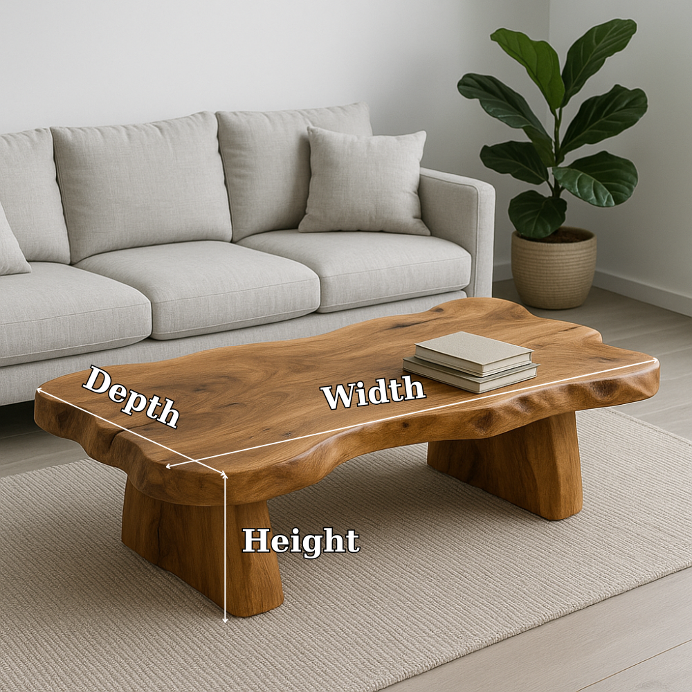 Handcrafted Solid Wood Coffee Table – Live Edge Natural Design for Modern Minimal Interiors Kitchnce