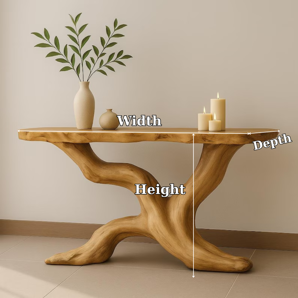 Handcrafted Solid Wood Console Table with Organic Branch Design – Modern Natural Elegance Kitchnce