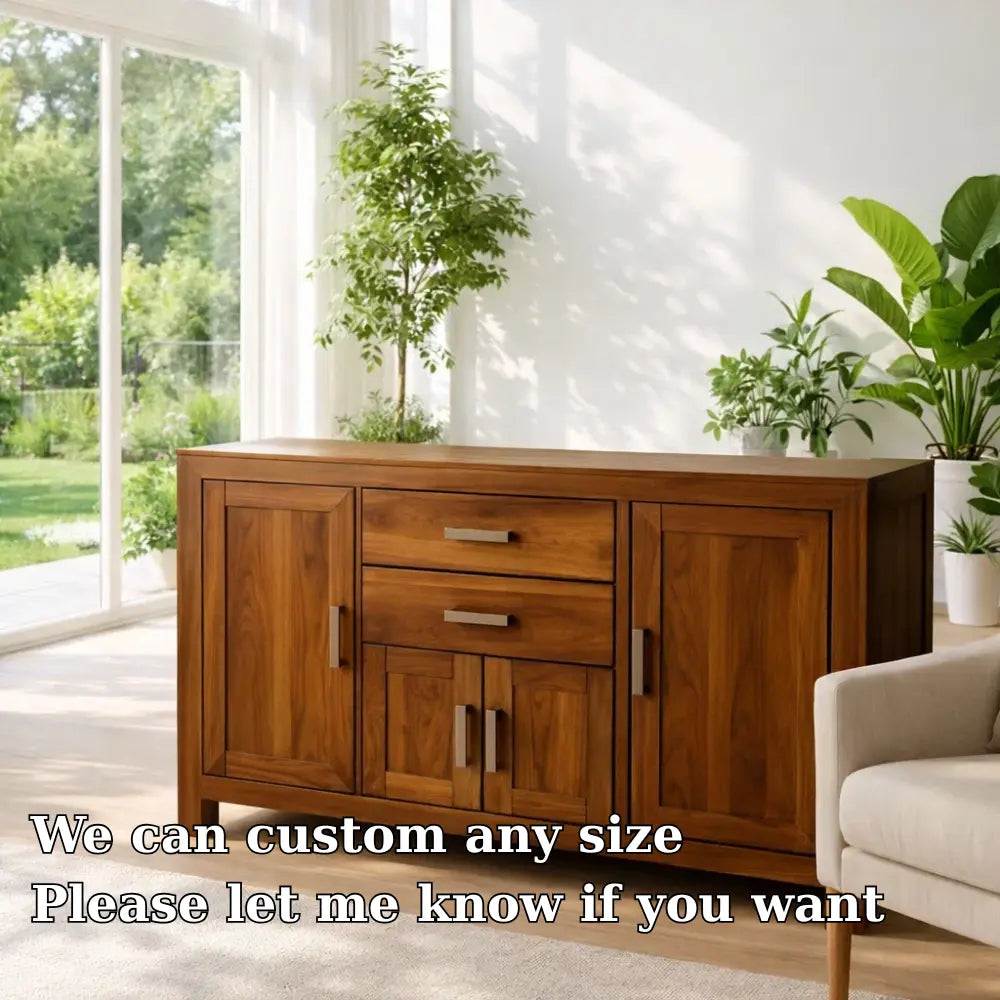 Modern Solid Wood Sideboard Console Table with Multi Storage Compartments Kitchnce