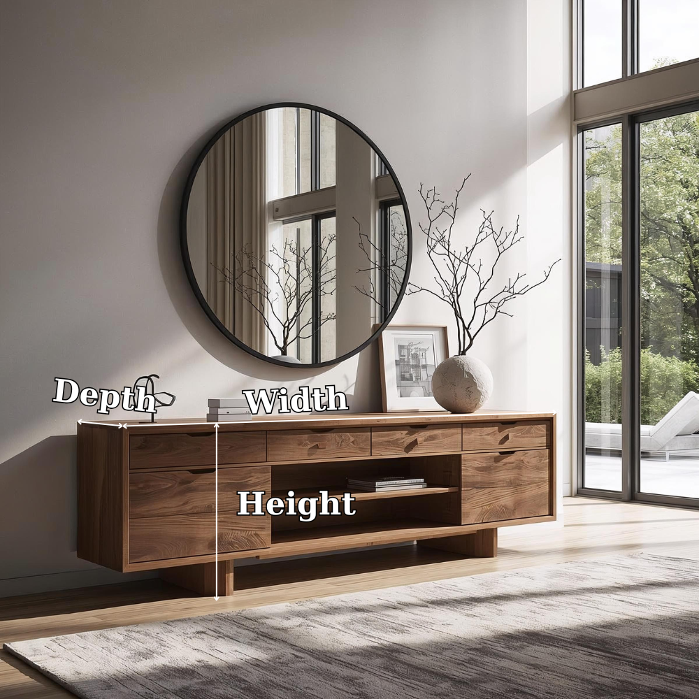 Solid Wood Console Table with Drawers and Open Shelf – Modern Entryway Storage Cabinet