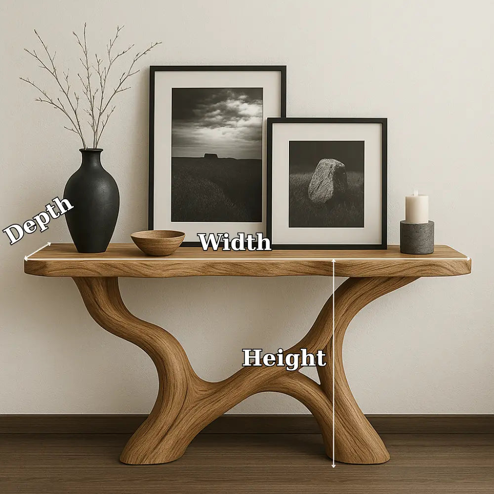 Handcrafted Solid Wood Console Table with Sculptural Organic Base – Modern Natural Furniture Kitchnce