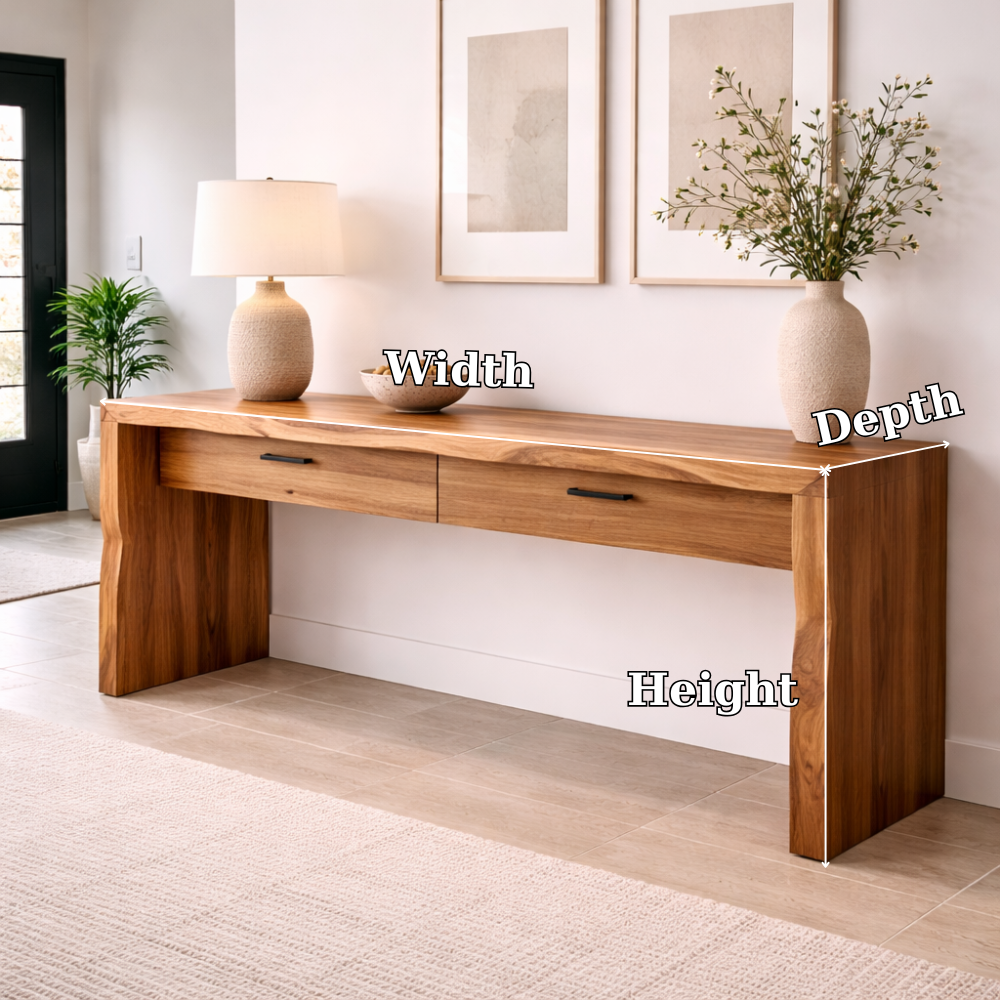 Solid Wood Console Table with Drawers – Modern Entryway Storage Cabinet