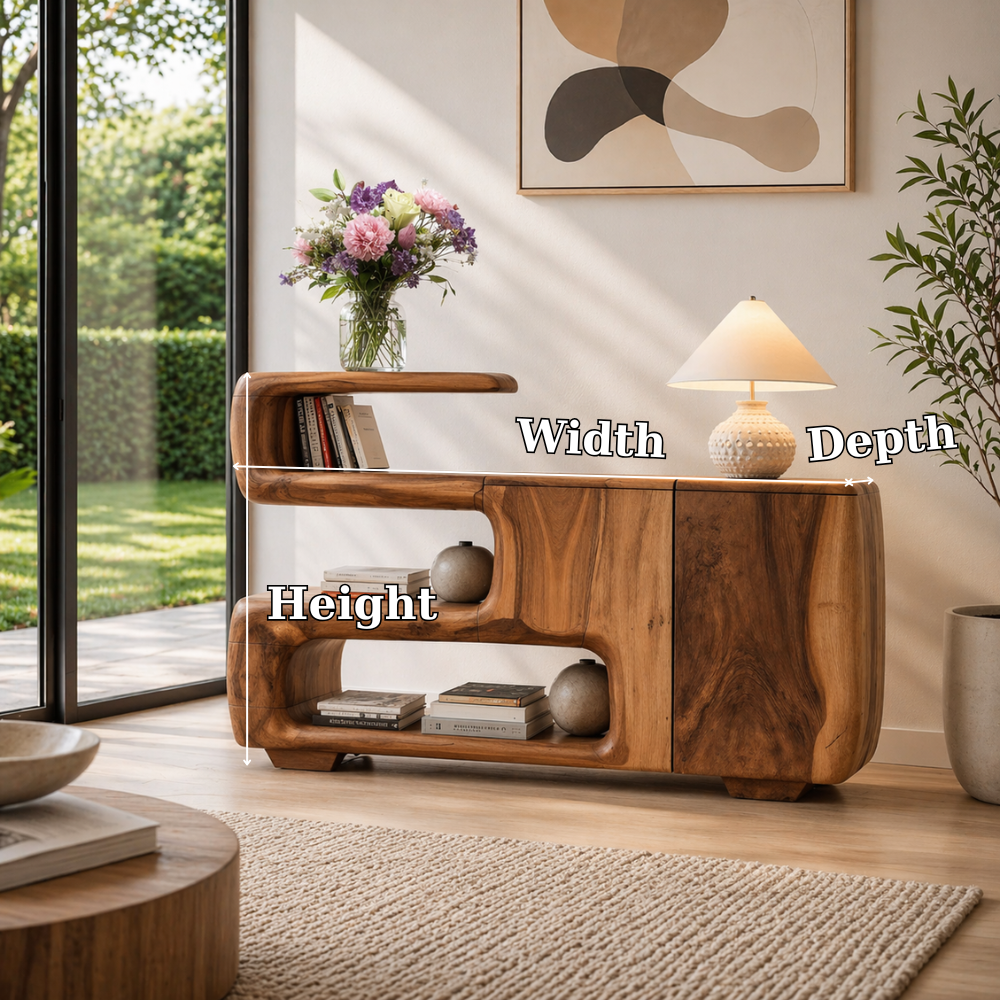 Solid Wood Console Sideboard – Sculptural Modern Storage Cabinet