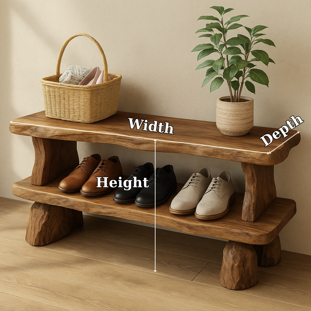 Solid Wood Entryway Bench with Shoe Storage Shelf – Rustic Wooden Shoe Bench Kitchnce