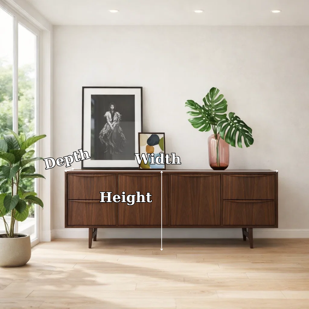 Mid Century Modern Sideboard Cabinet with Drawers – Sleek Storage Console