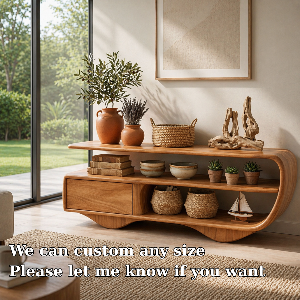 Modern Solid Wood Console Sideboard – Minimalist Storage Cabinet for Living Room