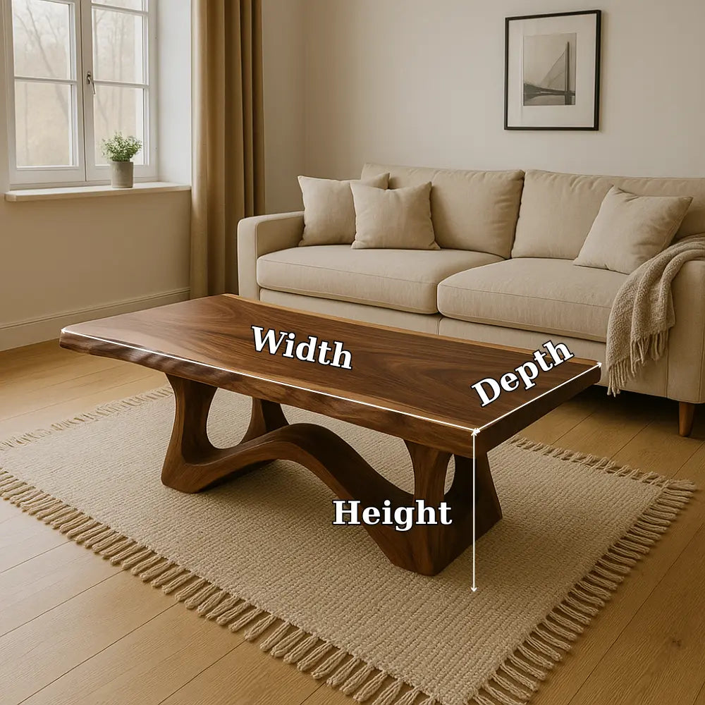 Handcrafted Solid Wood Coffee Table with Organic Flow Design – Modern Minimalist Style Kitchnce