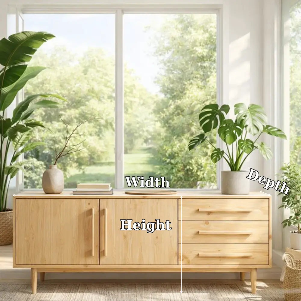 Modern Oak Console Table with Drawers & Cabinet Kitchnce