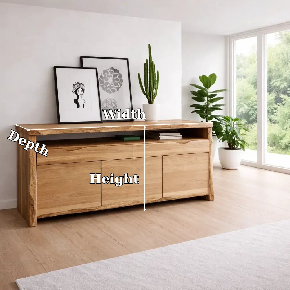 Solid Wood Console Table Modern Sideboard with Storage Cabinet Kitchnce