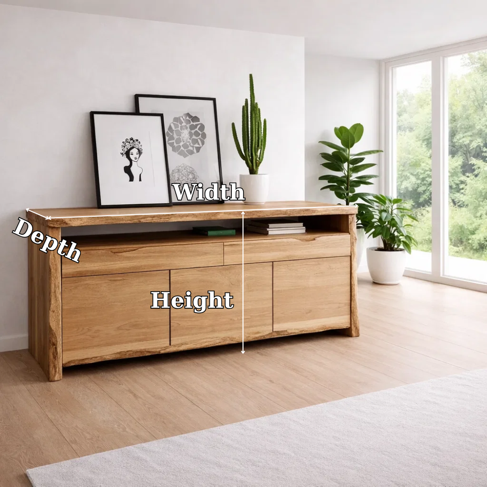 Modern Sideboard Cabinet with Open Shelf – Minimalist Storage Console