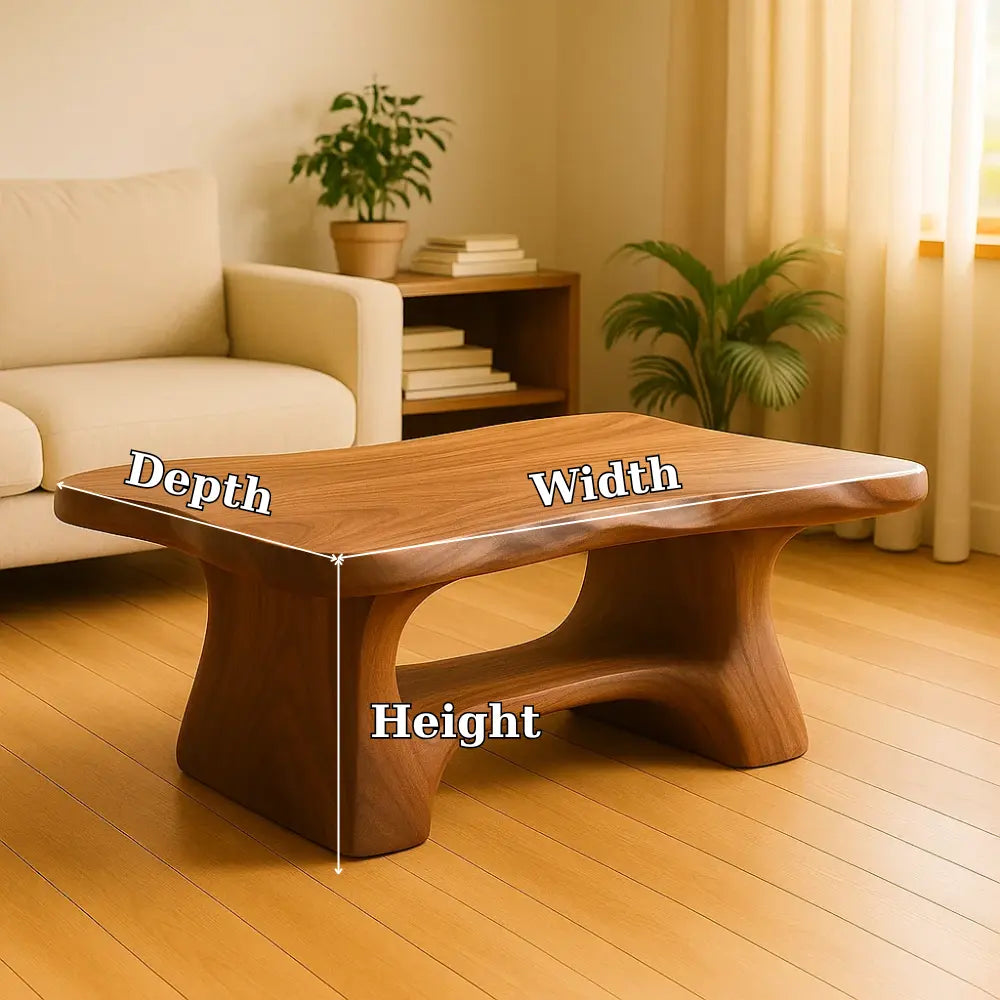 Handcrafted Solid Wood Coffee Table with Smooth Organic Form – Modern Minimalist Design Kitchnce