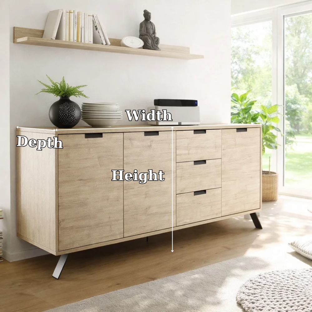 Minimalist Sideboard Cabinet with Drawers and Door Storage