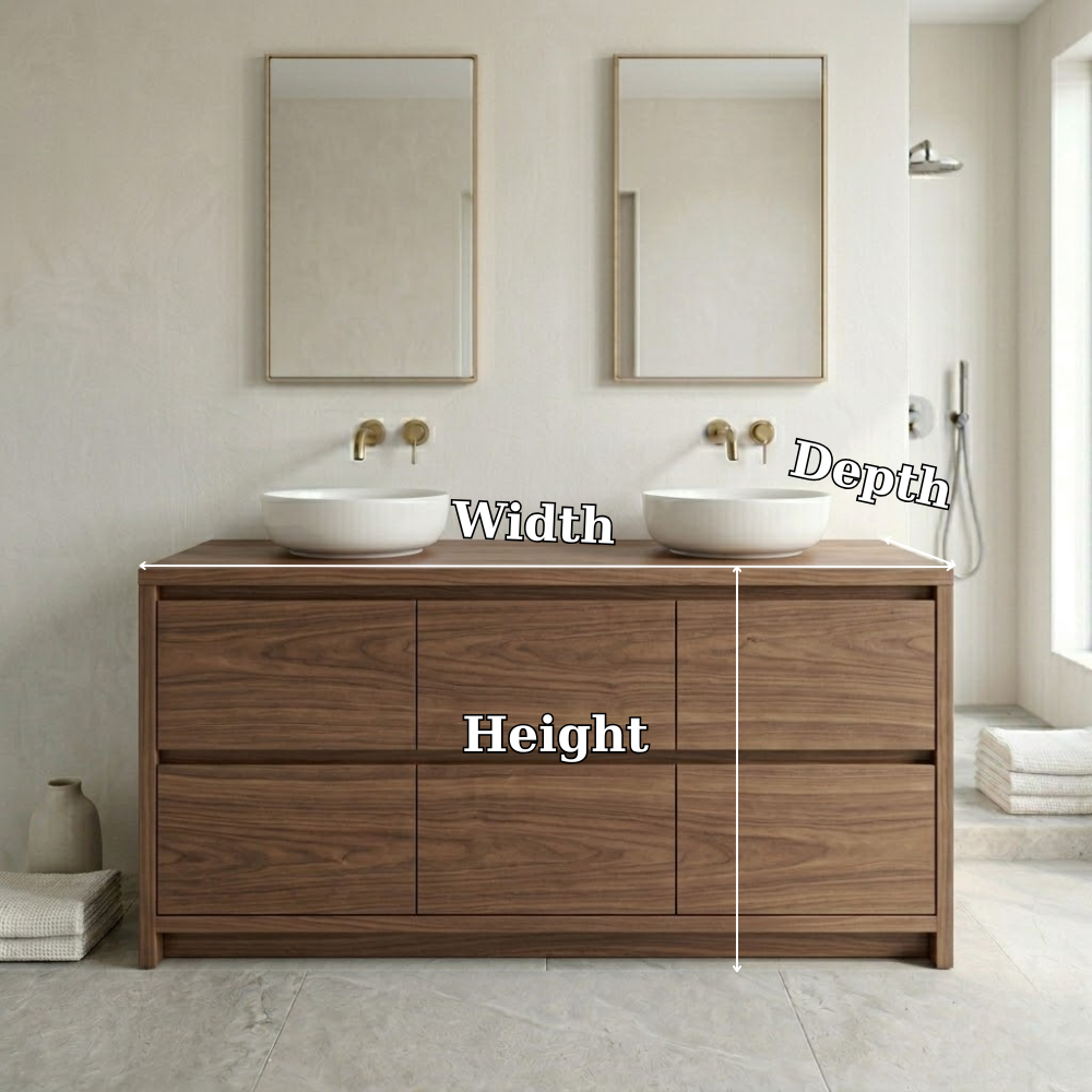 Solid Wood Bathroom Vanity Cabinet Double Sink Base Modern Storage Unit