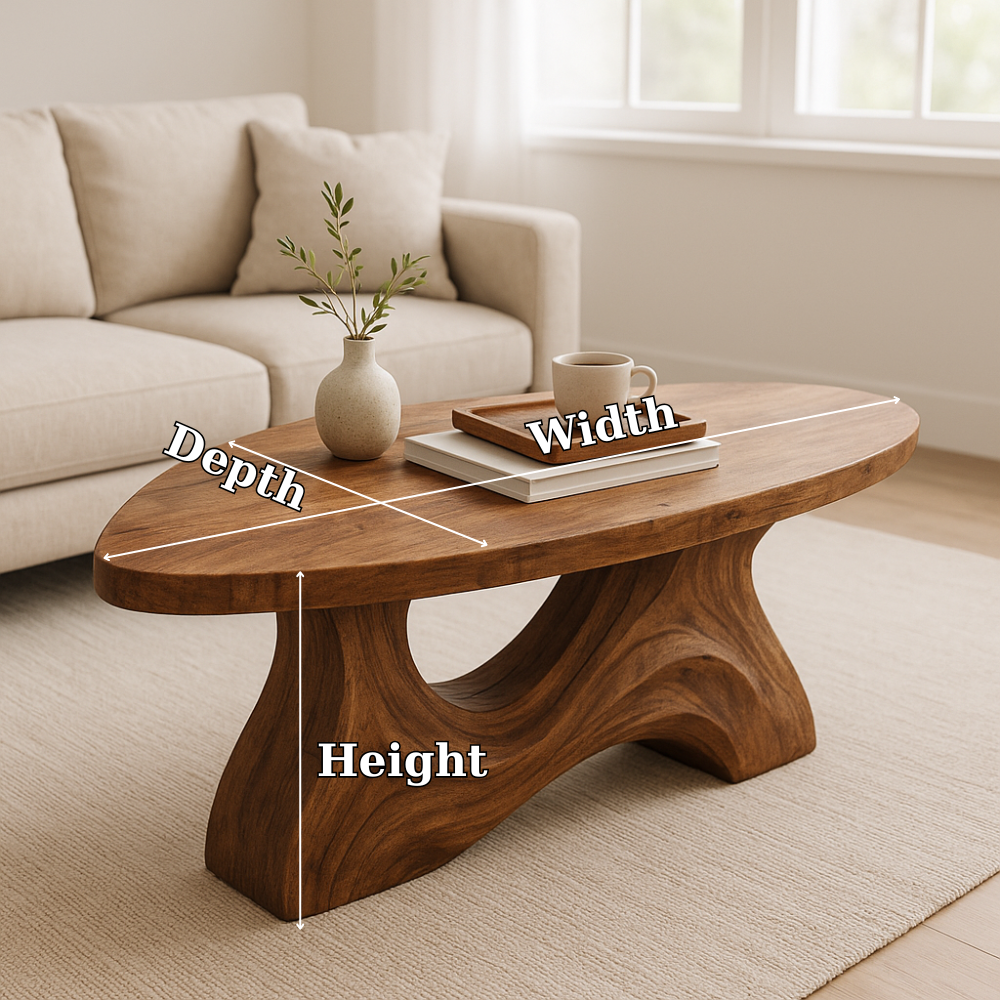 Handcrafted Solid Wood Coffee Table – Sculptural Organic Design for Modern Living Interiors Kitchnce