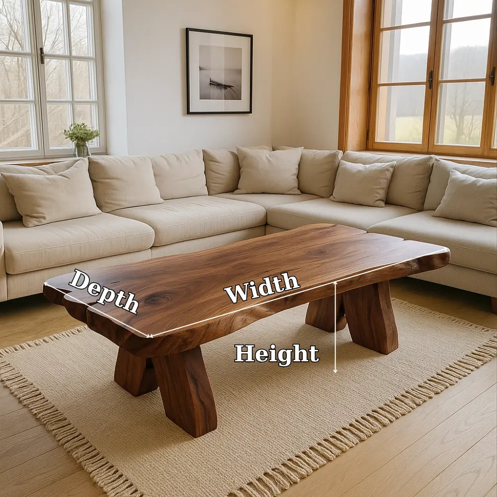 Handcrafted Solid Wood Coffee Table with Live Edge Design – Natural Modern Centerpiece Kitchnce