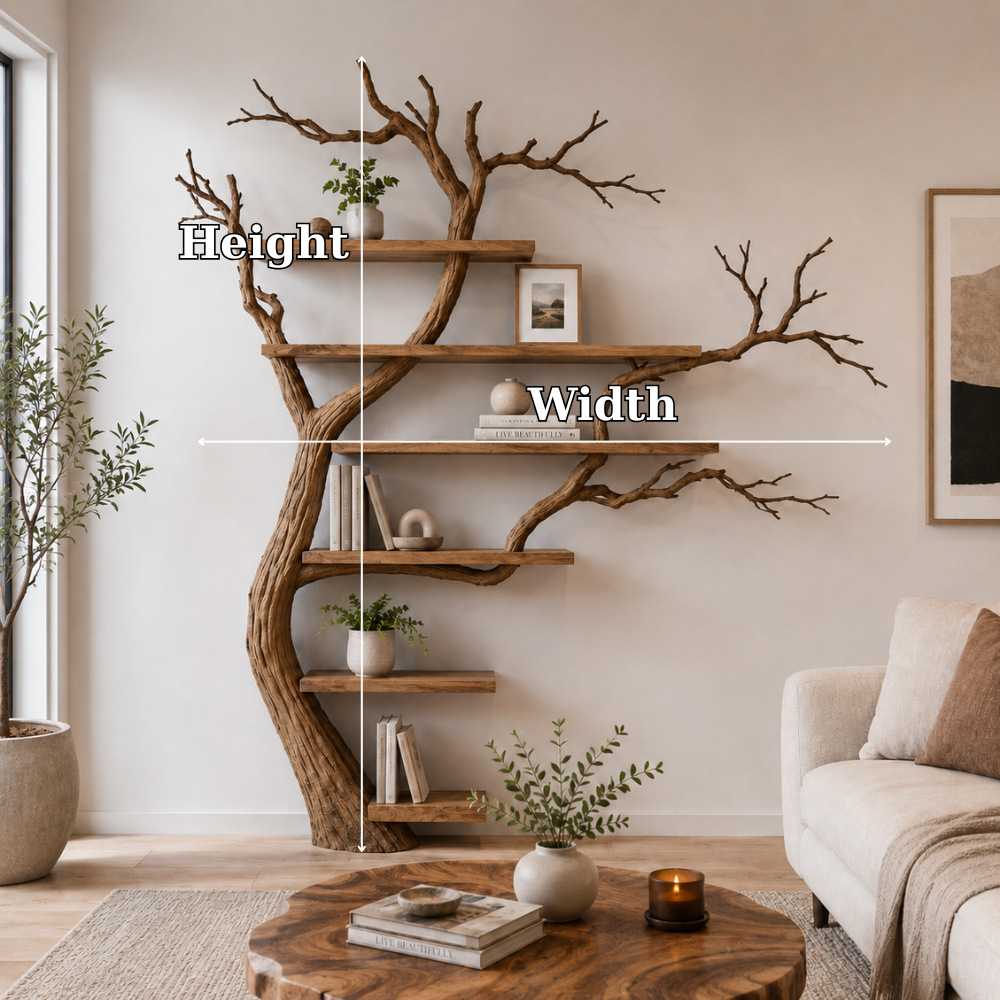 Large Tree Bookshelf, Handmade Branch Shelf for Living Room
