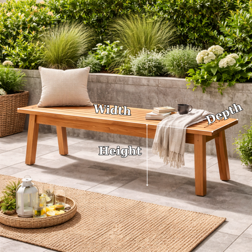 Outdoor Solid Wood Entryway Bench | Modern Patio & Garden Bench with Storage Kitchnce